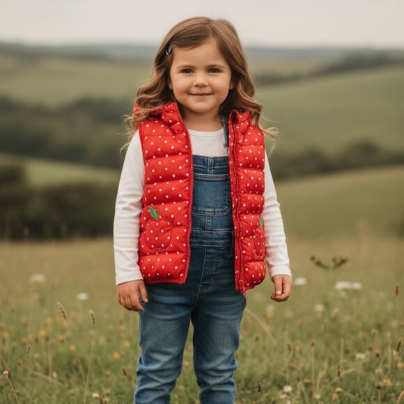 Gymboree Navy puffer Vest with Red Apple Print 3T - Picture 1 of 5